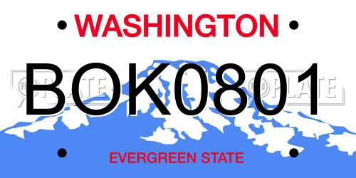 BOK0801 Washington License Plate