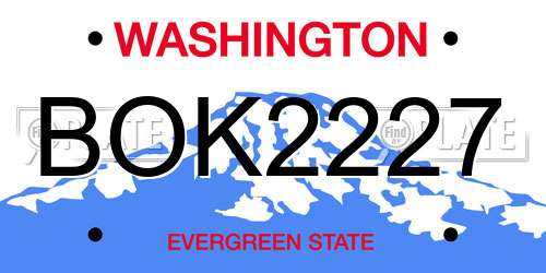 BOK2227 Washington License Plate