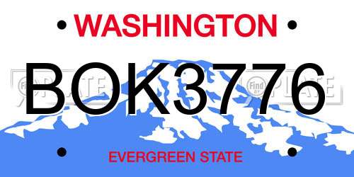 BOK3776 Washington License Plate