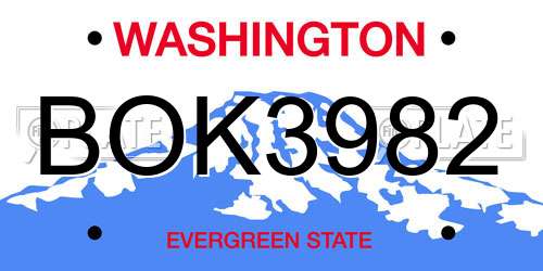 BOK3982 Washington License Plate