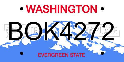BOK4272 Washington License Plate