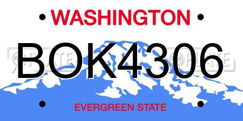 BOK4306 Washington License Plate