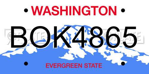BOK4865 Washington License Plate