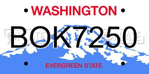 BOK7250 Washington License Plate