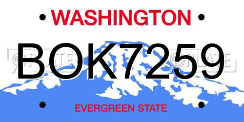 BOK7259 Washington License Plate