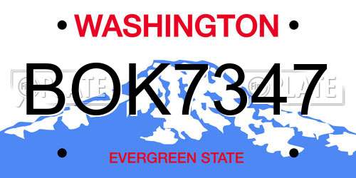 BOK7347 Washington License Plate