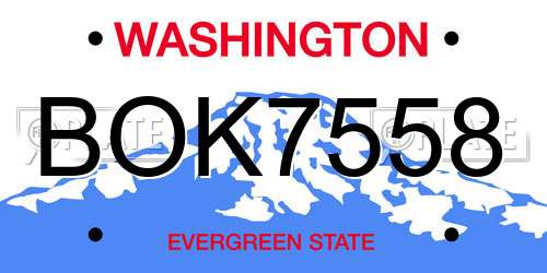 BOK7558 Washington License Plate