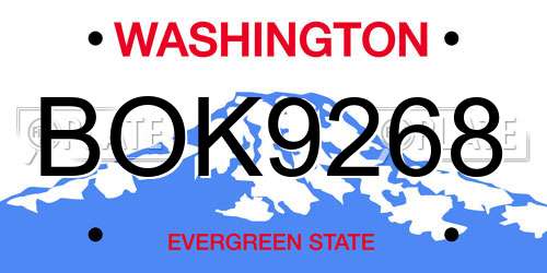 BOK9268 Washington License Plate