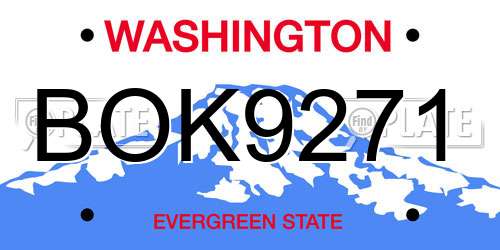 BOK9271 Washington License Plate
