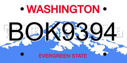 BOK9394 Washington License Plate