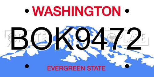 BOK9472 Washington License Plate