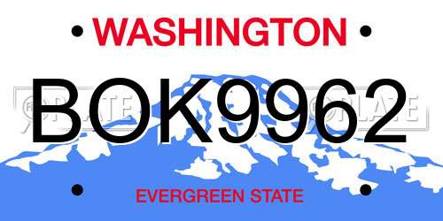 BOK9962 Washington License Plate