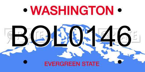 BOL0146 Washington License Plate