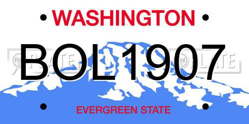 BOL1907 Washington License Plate