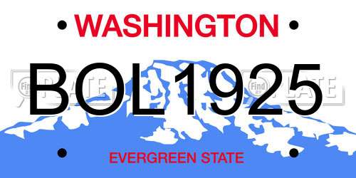 BOL1925 Washington License Plate