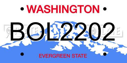 BOL2202 Washington License Plate