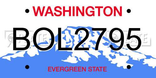 BOL2795 Washington License Plate