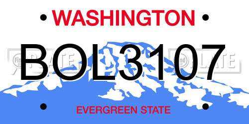 BOL3107 Washington License Plate
