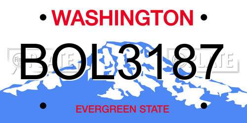 BOL3187 Washington License Plate
