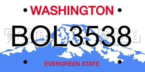 BOL3538 Washington License Plate