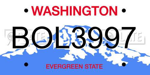 BOL3997 Washington License Plate
