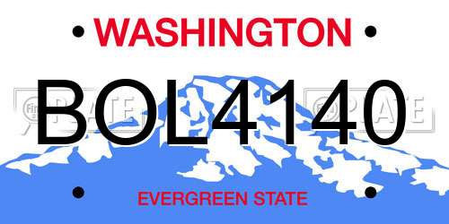 BOL4140 Washington License Plate