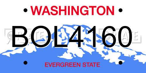 BOL4160 Washington License Plate