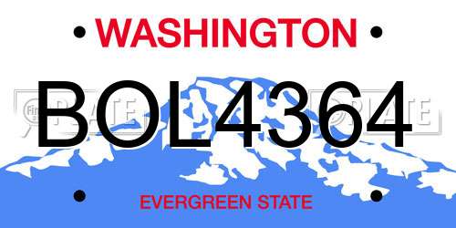 BOL4364 Washington License Plate