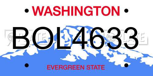 BOL4633 Washington License Plate