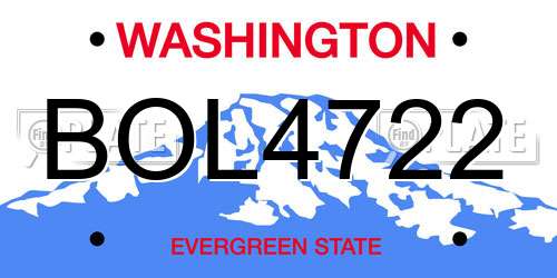 BOL4722 Washington License Plate