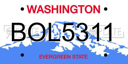 BOL5311 Washington License Plate