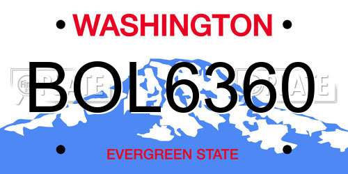 BOL6360 Washington License Plate