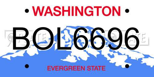BOL6696 Washington License Plate