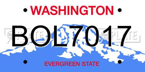 BOL7017 Washington License Plate