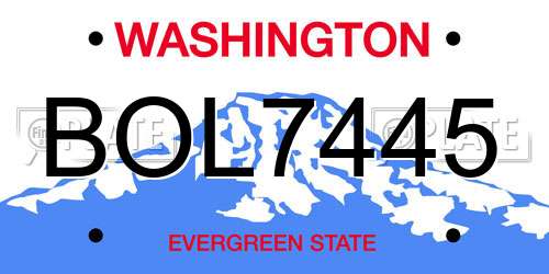 BOL7445 Washington License Plate
