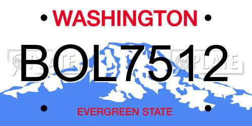 BOL7512 Washington License Plate