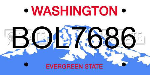 BOL7686 Washington License Plate