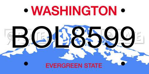 BOL8599 Washington License Plate