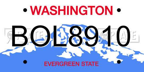 BOL8910 Washington License Plate