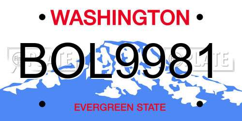 BOL9981 Washington License Plate
