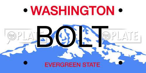 BOLT Washington License Plate