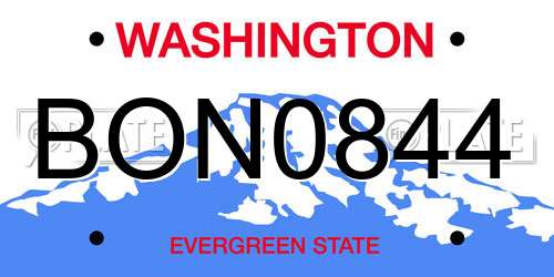 BON0844 Washington License Plate