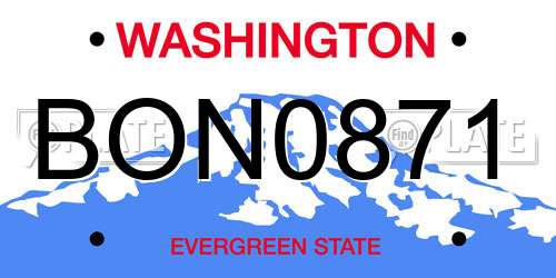 BON0871 Washington License Plate