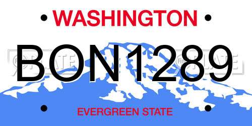 BON1289 Washington License Plate