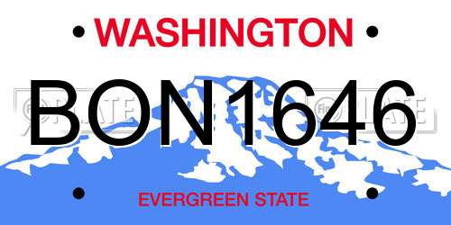 BON1646 Washington License Plate