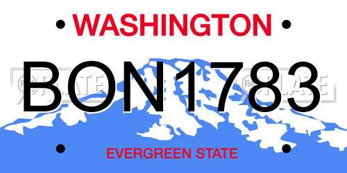 BON1783 Washington License Plate
