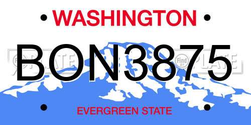BON3875 Washington License Plate