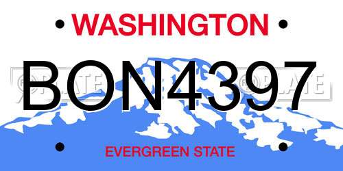 BON4397 Washington License Plate