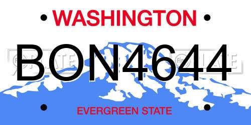 BON4644 Washington License Plate