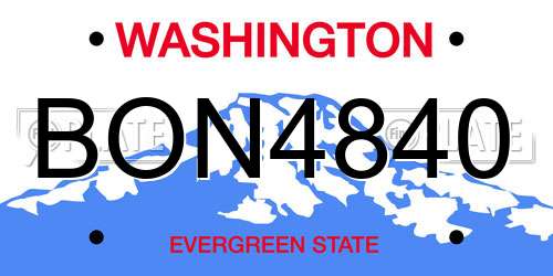 BON4840 Washington License Plate